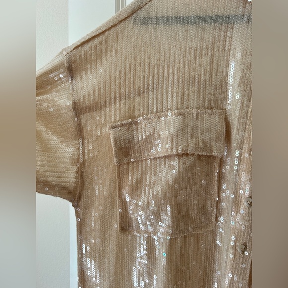 NWOT Anthropologie Pilot Sequin Shine Shirt M - Picture 7 of 11